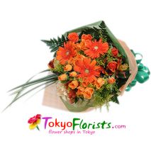 send vivit orange flowers bouquet to tokyo