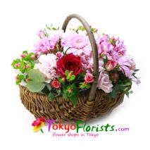 send natural basket pink to tokyo japan