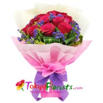 send 12 red color roses in bouquet to tokyo