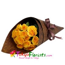 send 1 dozen yellow roses in bouquet to tokyo