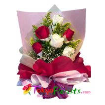 send 6 pcs mixed roses bouquet to tokyo