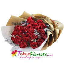 send two dozen red roses in bouquet to tokyo