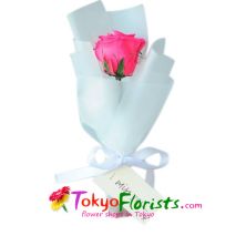 send a stalk of pink rose in bouquet to tokyo
