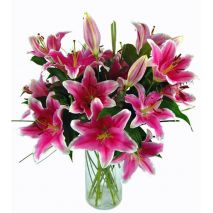 send pink lilies in vase to japan