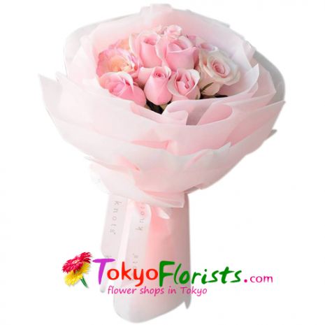 send one dozen pink roses in bouquet to tokyo