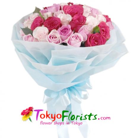 send 2 dozen mixed roses in bouquet to tokyo