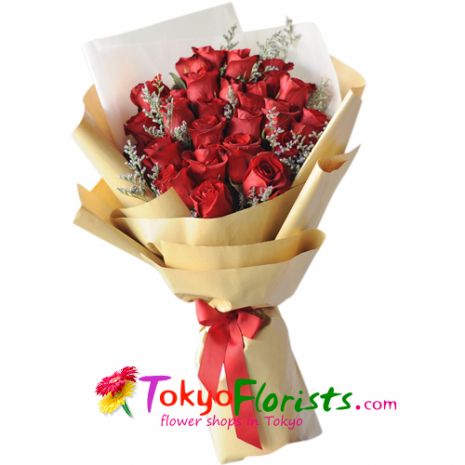 send two dozen red roses in bouquet to tokyo