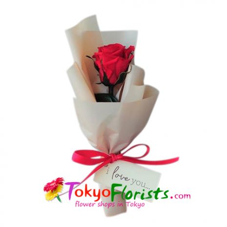 send a stalk of red rose in bouquet to tokyo